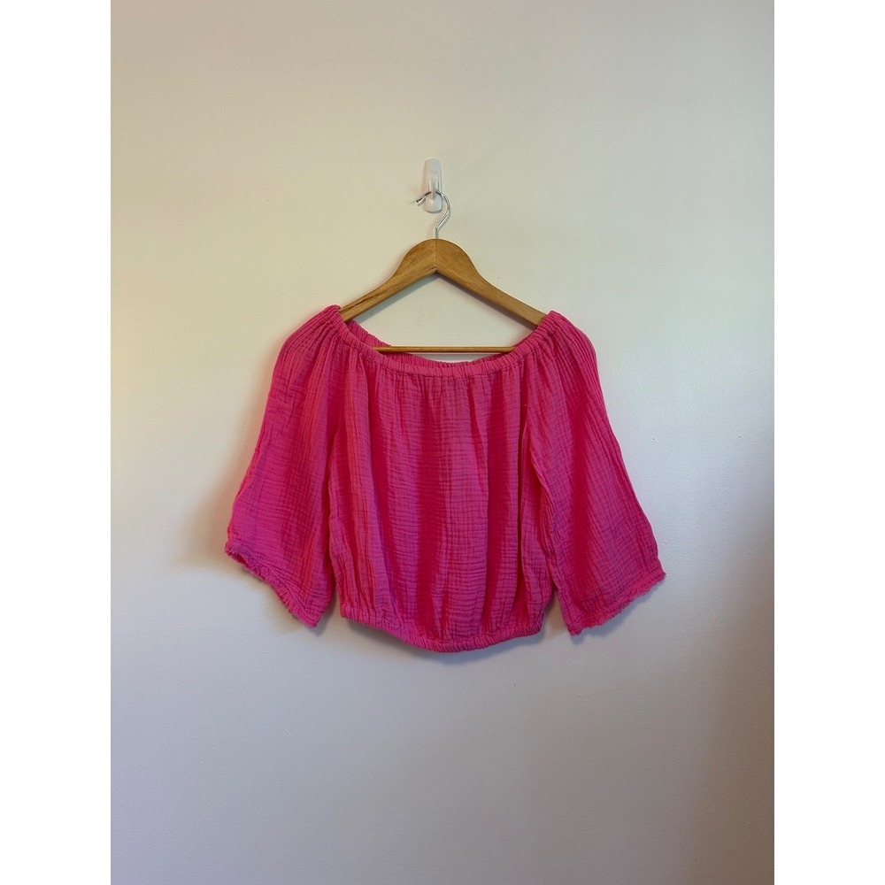 NWT Michael Stars Isabel Cotton Convertible Top in Pink | Size Small